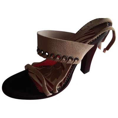 Pre-owned Pinko Beige Suede Sandals