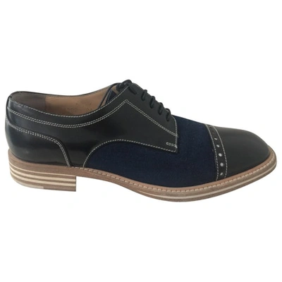 Pre-owned Pollini Leather Lace Ups In Navy