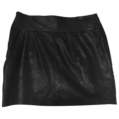 Pre-owned Comptoir Des Cotonniers Leather Mini Skirt In Black