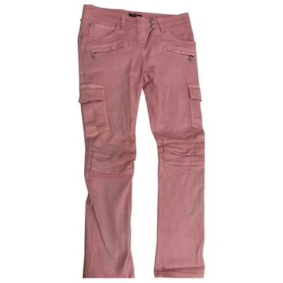 Pre-owned Balmain Straight Jeans In Pink