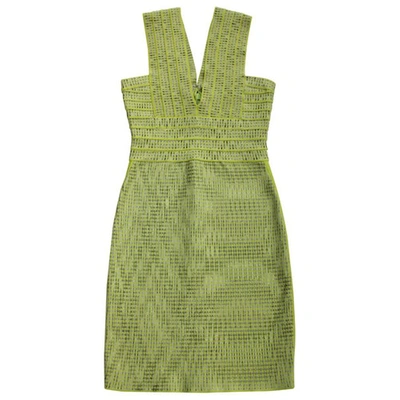 Pre-owned Herve Leger Mini Dress In Green