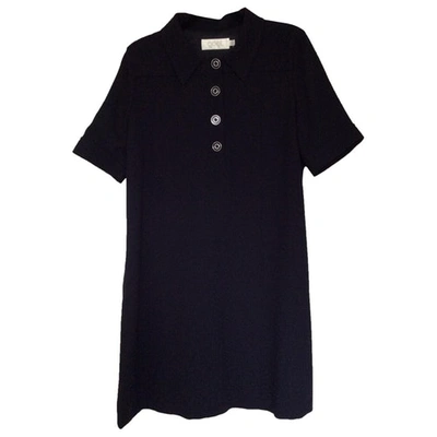 Pre-owned Goat Wool Mid-length Dress In Navy