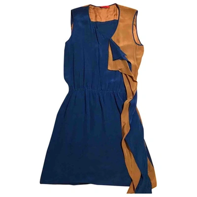 Pre-owned Hugo Boss Silk Mini Dress In Blue