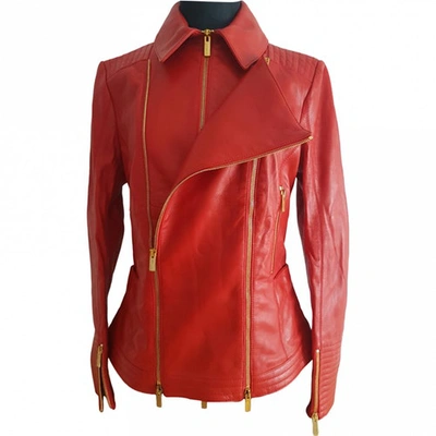Pre-owned Blumarine Leather Biker Jacket In Red