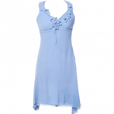 Pre-owned Ermanno Scervino Silk Mini Dress In Blue