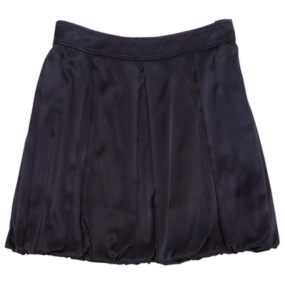 Pre-owned Diane Von Furstenberg Silk Mini Skirt In Navy