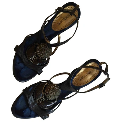 Pre-owned Roberto Cavalli Leather Sandals In Blue