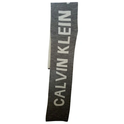 Pre-owned Calvin Klein Wool Scarf In Grey