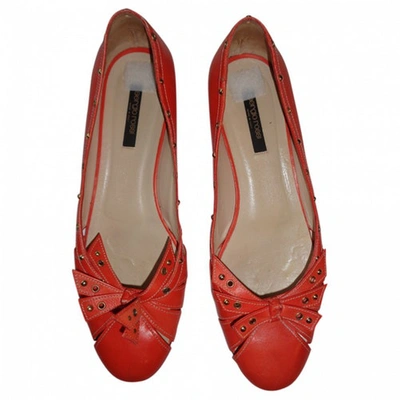 Pre-owned Sergio Rossi Leather Ballet Flats In Orange