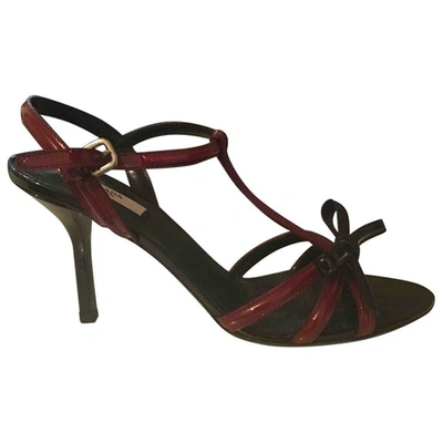 Pre-owned Prada Patent Leather Sandals In Burgundy