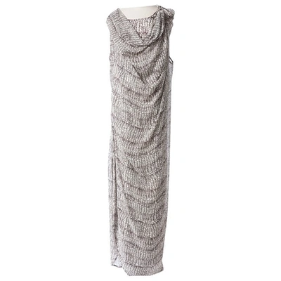 Pre-owned Ports 1961 Silk Maxi Dress In Grey