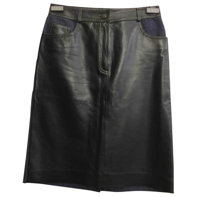 Pre-owned Jitrois Leather Mid-length Skirt In Black