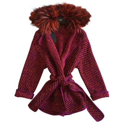 Pre-owned Fendi Wool Cardi Coat In Red