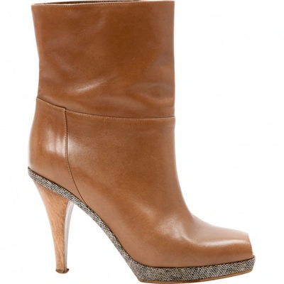 Pre-owned Marni Leather Ankle Boots In Brown