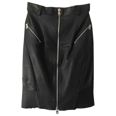 Pre-owned Alexander Mcqueen Leather Mid-length Skirt In Black