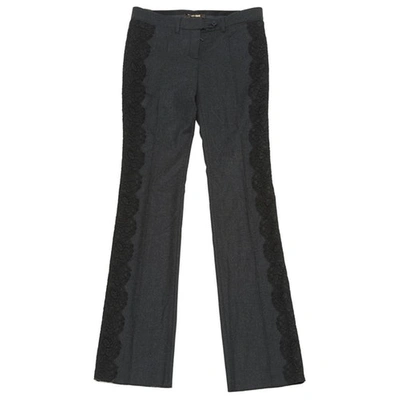 Pre-owned Roberto Cavalli Wool Straight Pants In Anthracite