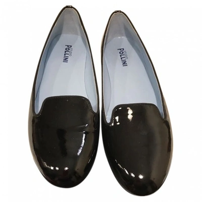 Pre-owned Pollini Patent Leather Flats In Black