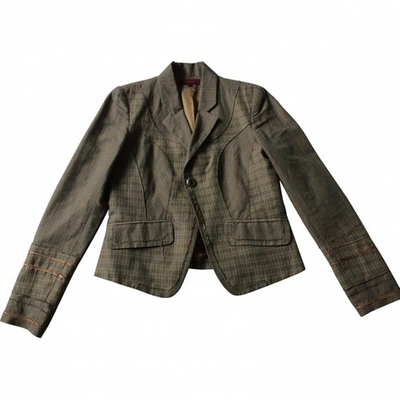 Pre-owned Kenzo Linen Suit Jacket In Brown