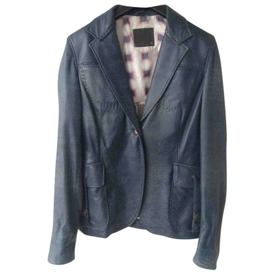 Pre-owned Fendi Leather Blazer In Navy
