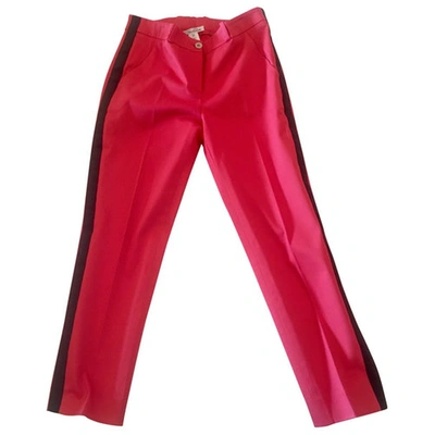 Pre-owned Oscar De La Renta Straight Pants In Red