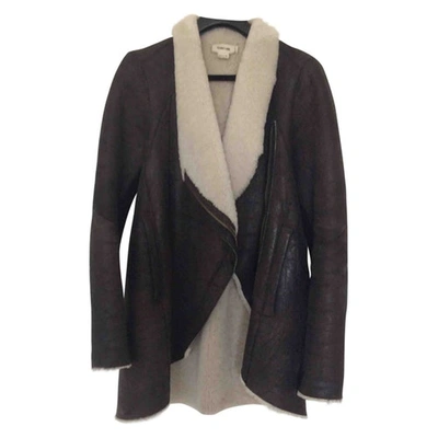 Pre-owned Helmut Lang Leather Coat In Brown
