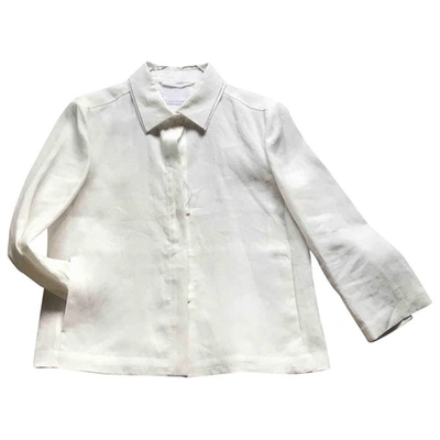 Pre-owned Max Mara Linen Short Vest In White