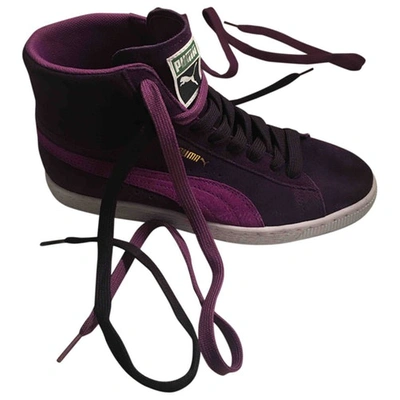 Pre-owned Puma Leather Trainers In Purple