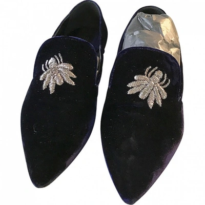 Pre-owned Sanayi313 Velvet Flats In Blue