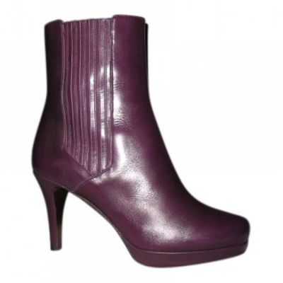 Pre-owned Fratelli Rossetti Leather Ankle Boots In Purple