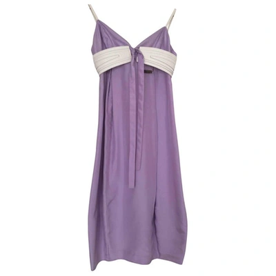 Pre-owned Loewe Silk Mid-length Dress In Purple