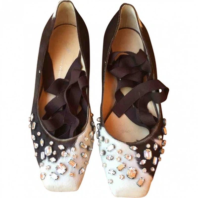 Pre-owned Giuseppe Zanotti Pony-style Calfskin Ballet Flats In Brown