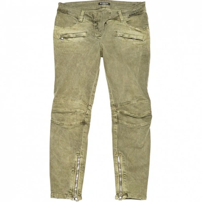 Pre-owned Balmain Slim Jeans In Khaki