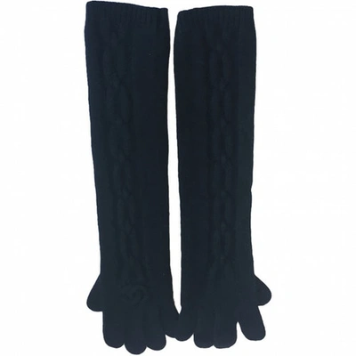 Pre-owned Chanel Cashmere Long Gloves In Black
