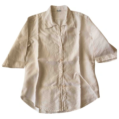 Pre-owned 120% Lino Linen Shirt In White