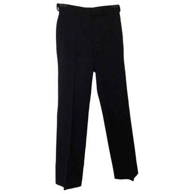 Pre-owned Fendi Wool Straight Pants In Black