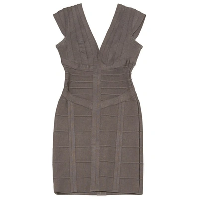 Pre-owned Herve Leger Mini Dress In Brown