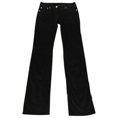 Pre-owned Fendi Velvet Straight Pants In Black