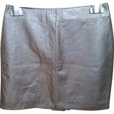 Pre-owned Kenneth Cole Leather Mini Skirt In Brown