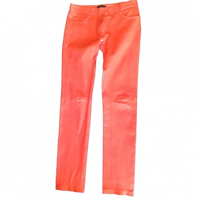 Pre-owned Joseph Leather Straight Pants In Orange