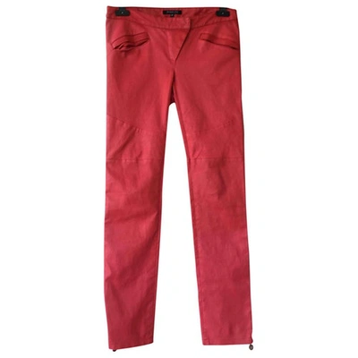 Pre-owned Patrizia Pepe Leather Slim Pants In Red