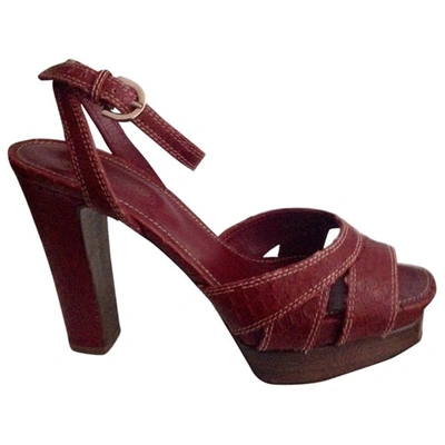 Pre-owned Sergio Rossi Leather Sandals In Burgundy