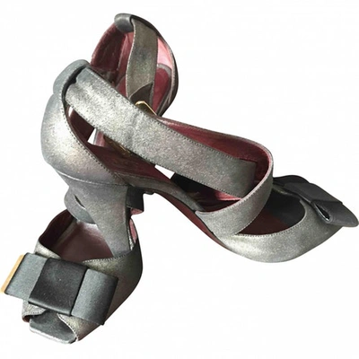 Pre-owned Loewe Leather Sandals In Anthracite
