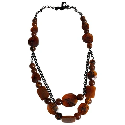 Pre-owned Pinko Orange Long Necklace