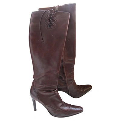 Pre-owned Ralph Lauren Brown Leather Boots