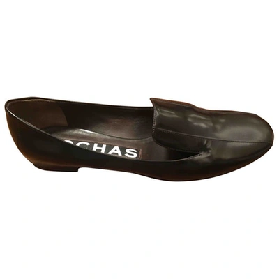 Pre-owned Rochas Leather Flats In Black