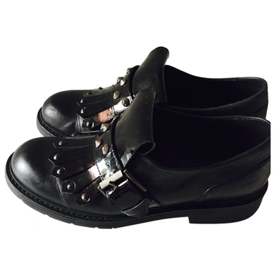 Pre-owned Janet & Janet Leather Flats In Black
