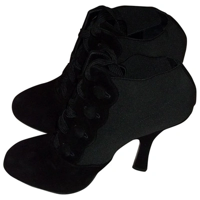 Pre-owned Dolce & Gabbana Lace Up Boots In Black