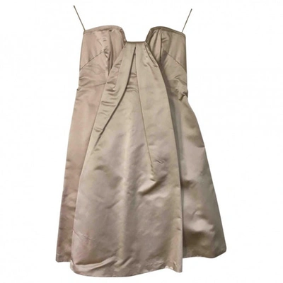 Pre-owned Prada Silk Mid-length Dress In Beige