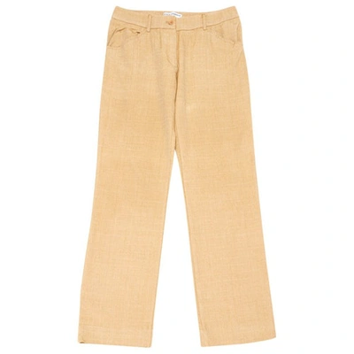 Pre-owned Dolce & Gabbana Silk Straight Pants In Beige