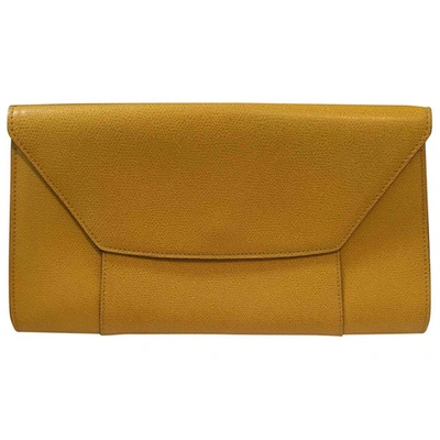 Pre-owned Valextra Leather Clutch Bag In Yellow